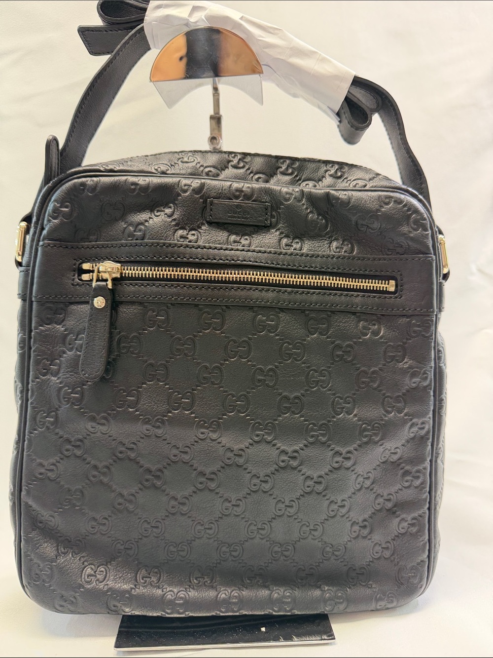 Gucci Guccissima Black Leather Crossbody Messenger Bag 🖤✨